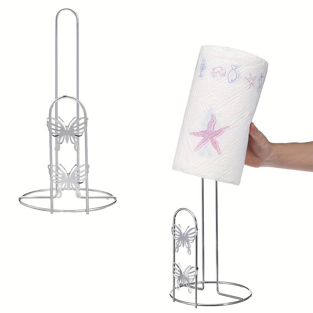 Элегантный вертикальный держатель для бумажных полотенец, изготовленный из высококачественного кованого железа в скандинавском стиле, идеально подходит для кухни или ванной комнаты, с уникальным дизайном Большой Бабочки.