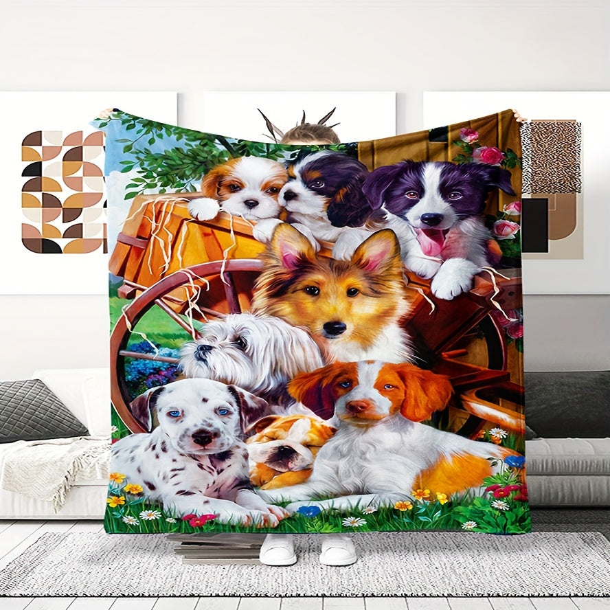 Animal Print Flannel Fleece Blanket Cozy All-Season Bed Throw Machine Washable Durable Polyester Versatile for Sofa Office Camping Travel