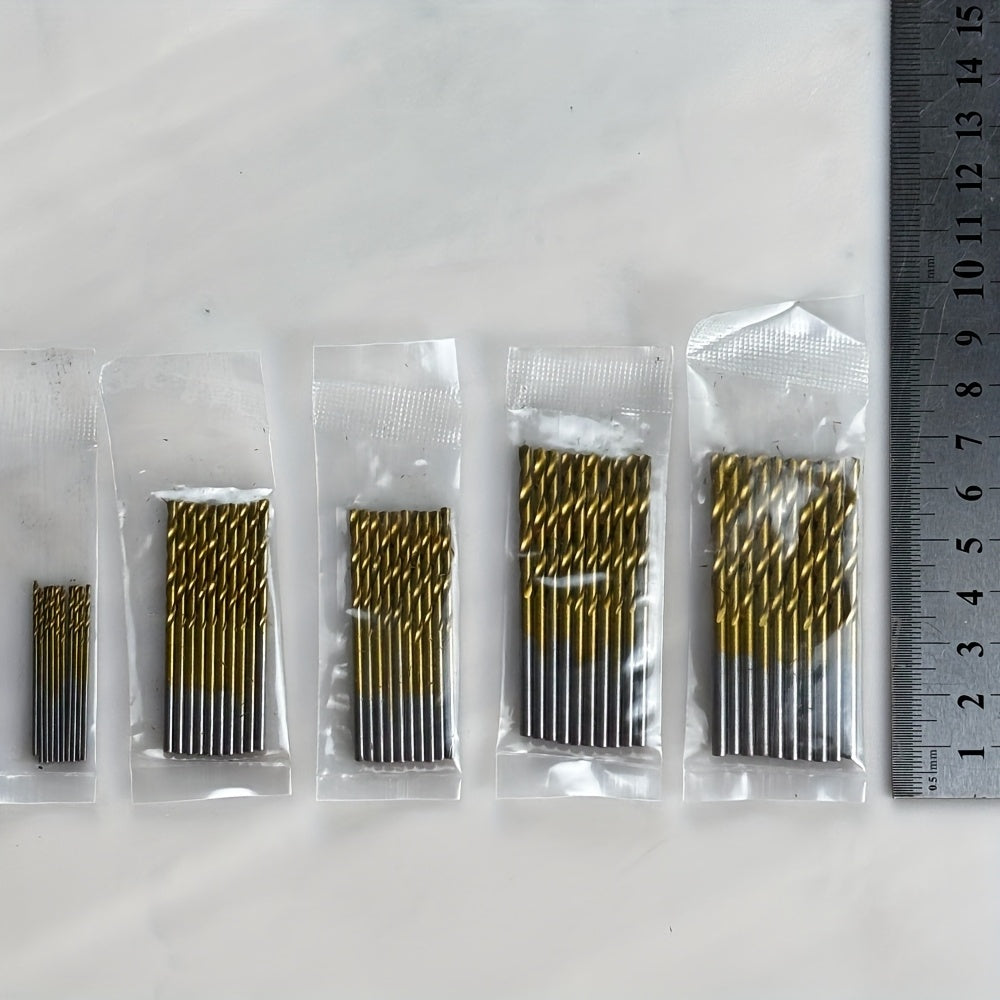 Juego de 50 brocas de titanio con vástago hexagonal, de acero de alta velocidad, resistente, en caja de almacenamiento de metal