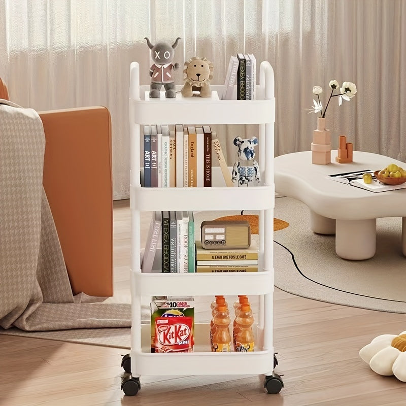 Durable Plastic Rolling Storage Cart with Wheels for Kitchen Bedroom Office