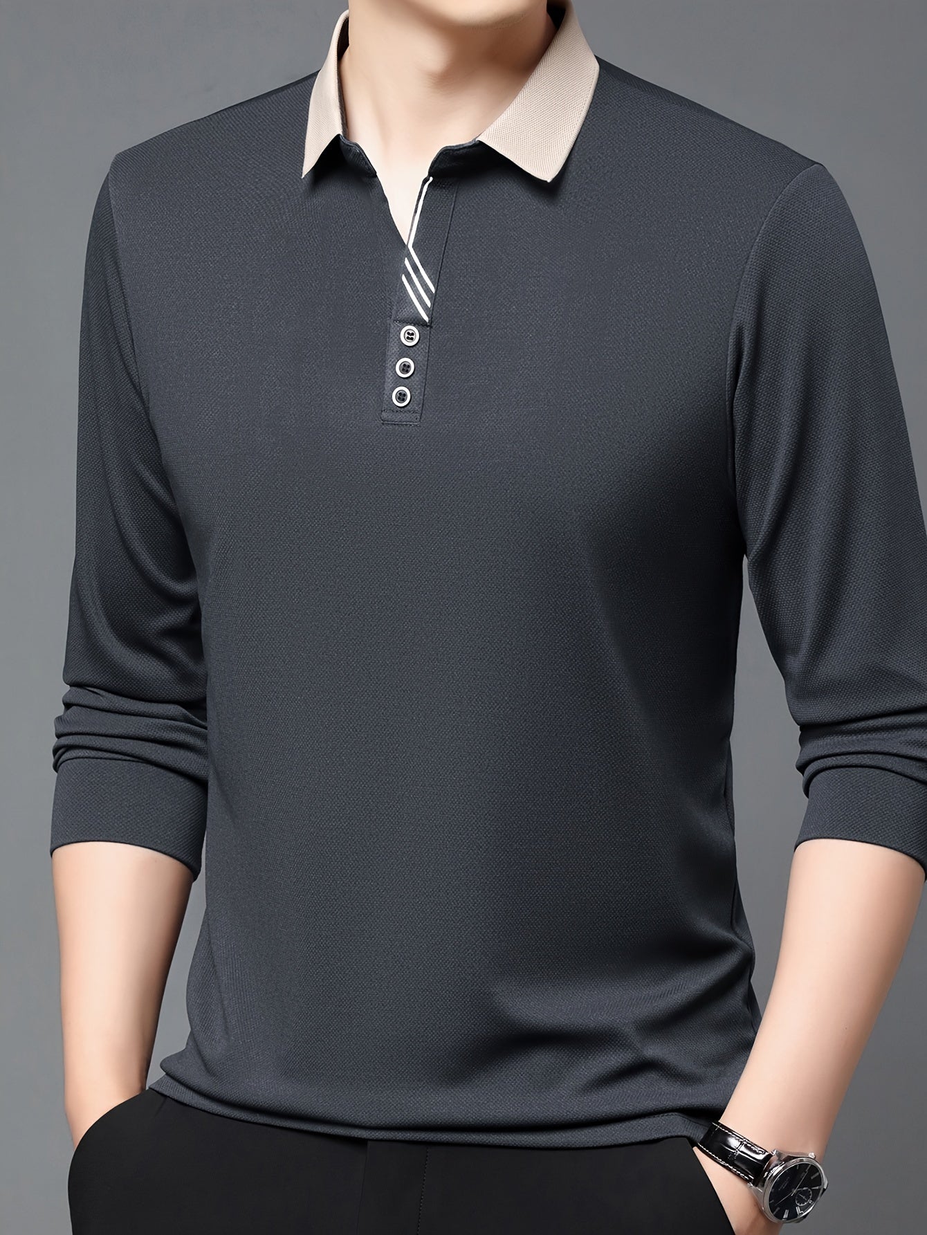 Camisa de manga larga ligera y transpirable para hombre, ideal para golf y estilo casual de negocios