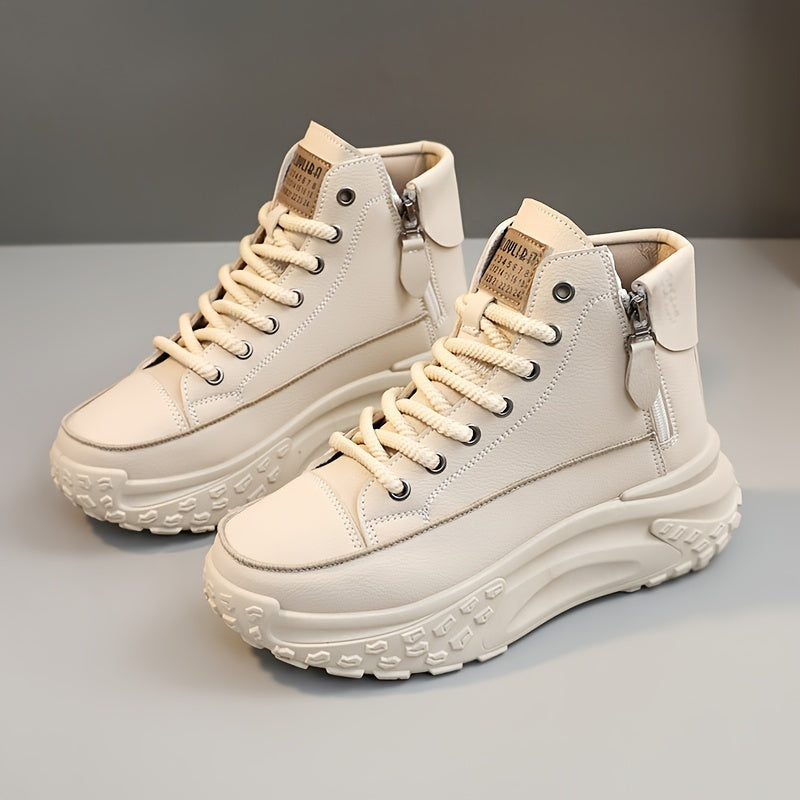 Women's Platform Skate Shoes High Top Sneakers Lace Up Zipper Plus Size