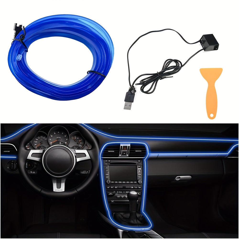 Car RGB Neon Interior Lights Kit 197 Inch Flexible LED El Wire USB