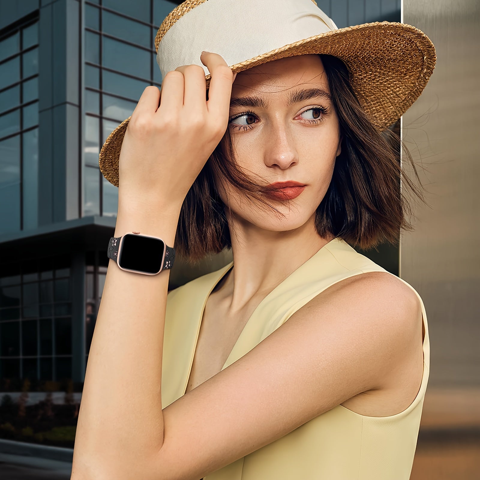 Women's Floral Silicone Watch Band for Apple Watch Series SE 9 8 7 6 5 4 3 2 1