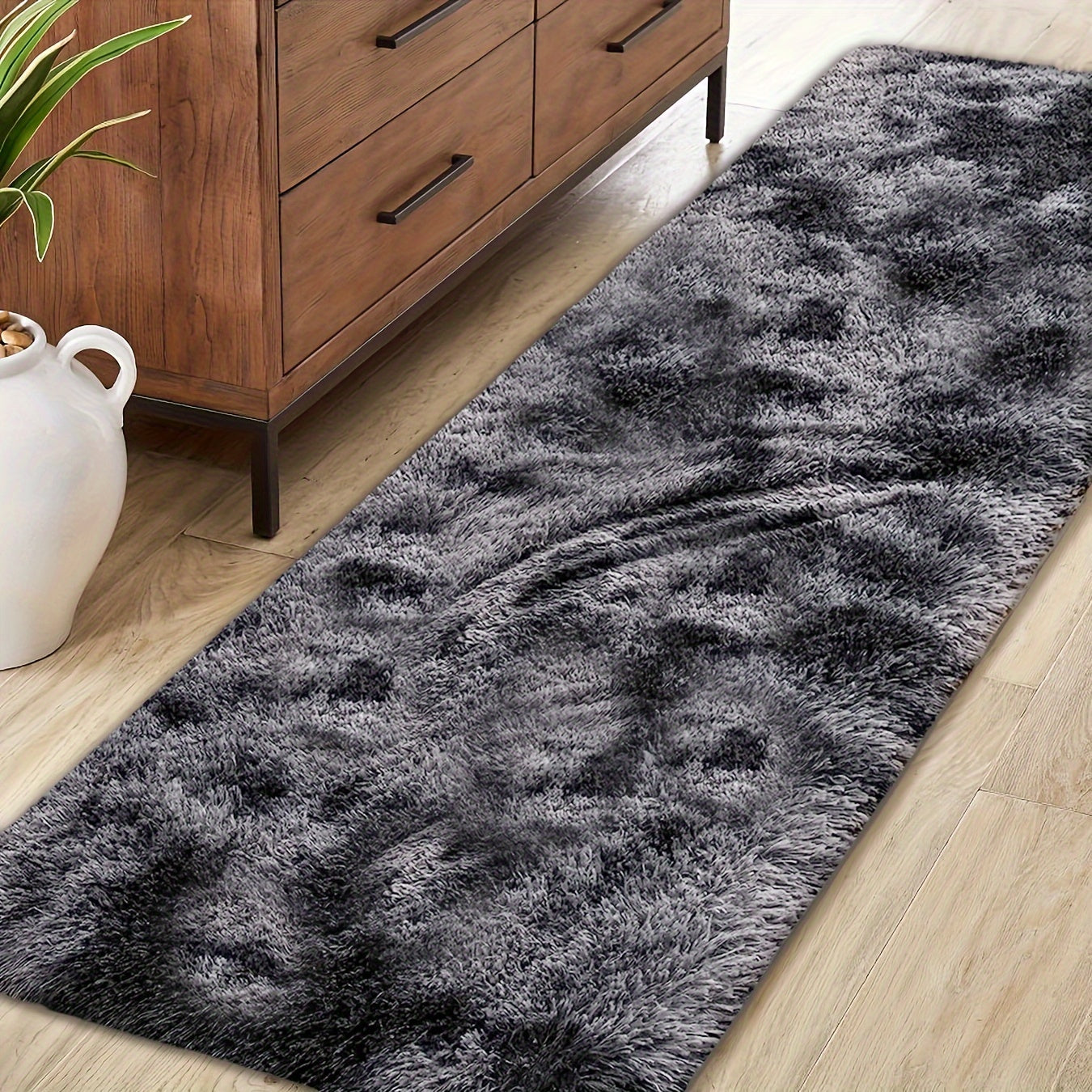 Plush Faux Fur Area Rug Tie-Dye Design Slip-Resistant Living Room Bedroom