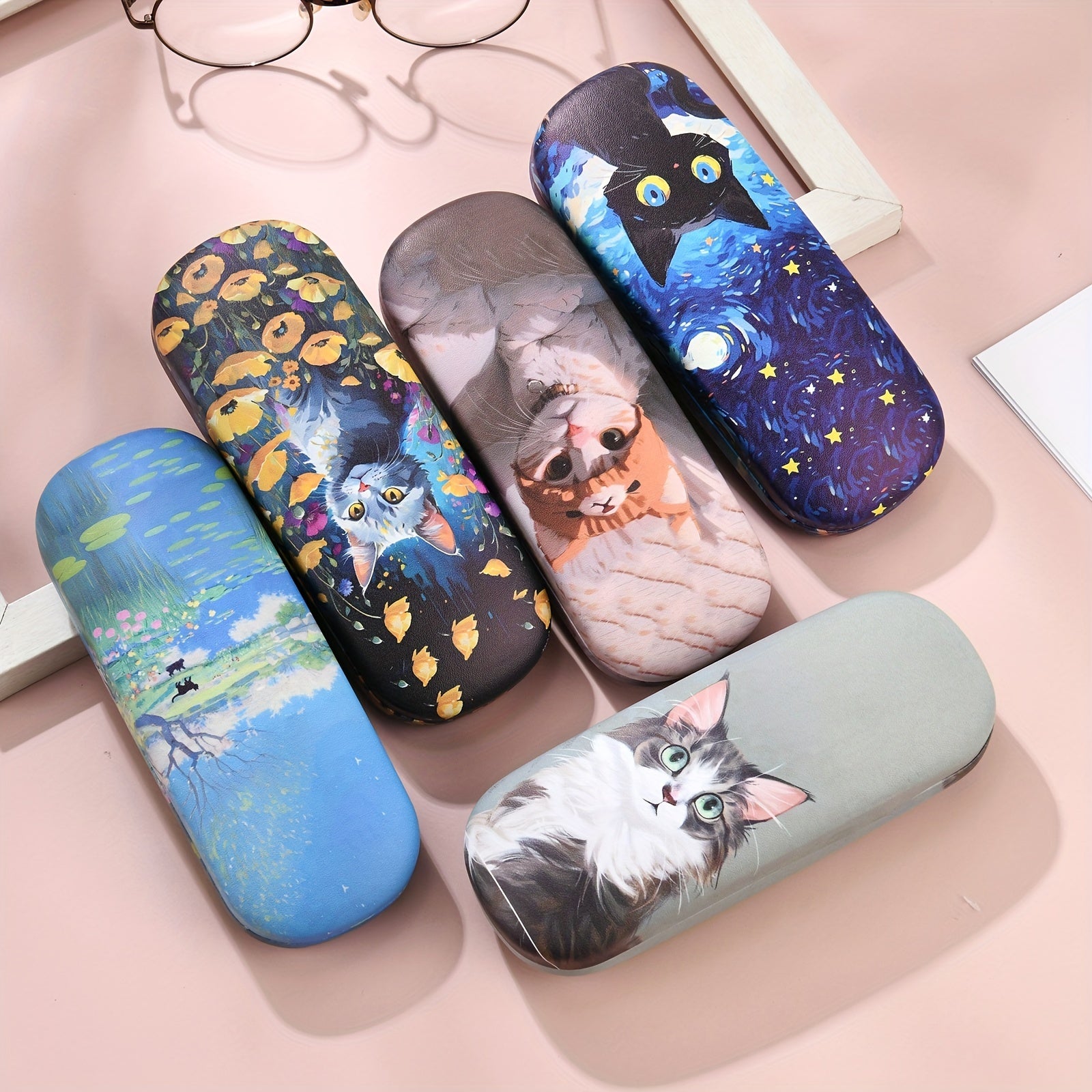 Creative Six Cats Glasses Case for Men Women Stylish Protective Storage