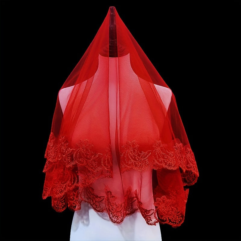 Vintage uslubdagi to'y voilki, taxt va bejirimli choyshab bilan, shaffof to'y sharf