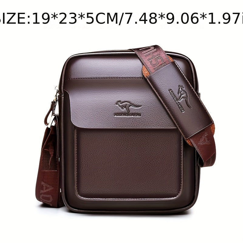 DOSHENG Erkaklar uchun qora sintetik charm xoch sumkasi, emboslangan dinozavr logosi bilan - sozlanadigan tasma, ofisda foydalanish uchun ko'p bo'limli satchel, metall fermuari bilan ko'p funksiyali erkaklar aksessuar.