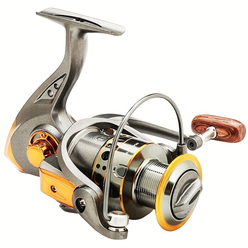 High-Performance Spinning Fishing Reel Stainless Steel Copper Aluminum Alloy Smooth Bearings Wooden Handle for Freshwater Saltwater