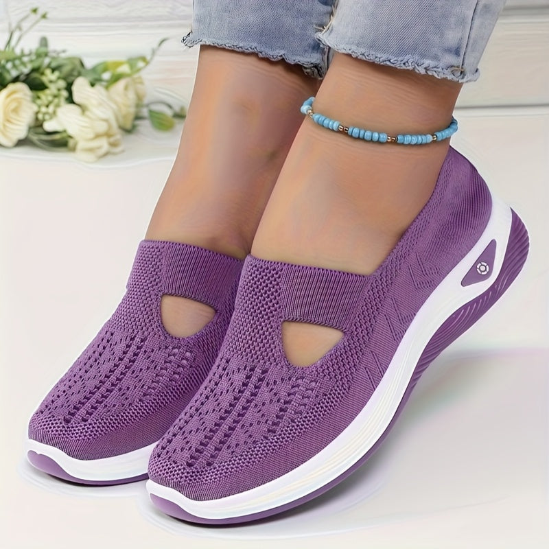 Women's Breathable Lightweight Casual Flyknit Slip-On Sports Shoes