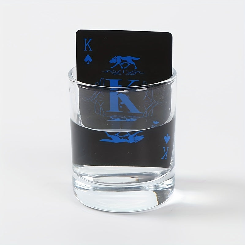 Qora va ko'k dizayndagi PVC o'yin kartalari, partiyalar va yig'ilishlar uchun mos, prop pul uchun emas