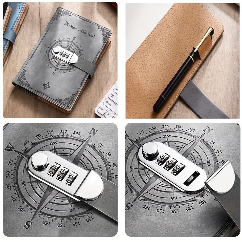 Vintage Style Leather Password Book with Lock and 200 Pages