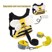 Yellow Bee Pet Safety Harness Backpack with Wrist Link and Leash Storage for Small Dogs and Cats