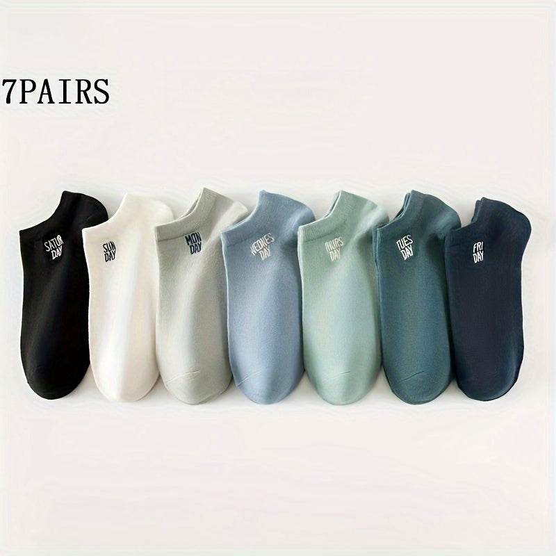 Men's No-Show Socks Pack of 7 Moisture-Wicking Odor-Resistant Alphabet Print