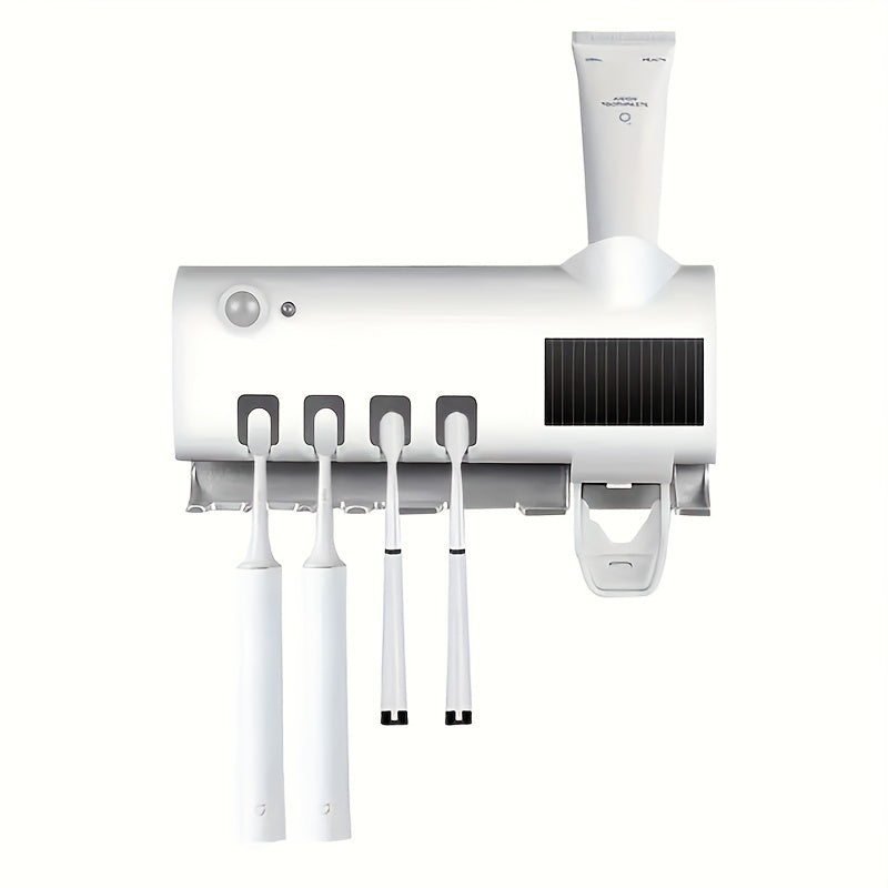 Wall-Mounted Toothbrush Holder with Smart Toothpaste Dispenser USB Rechargeable Battery