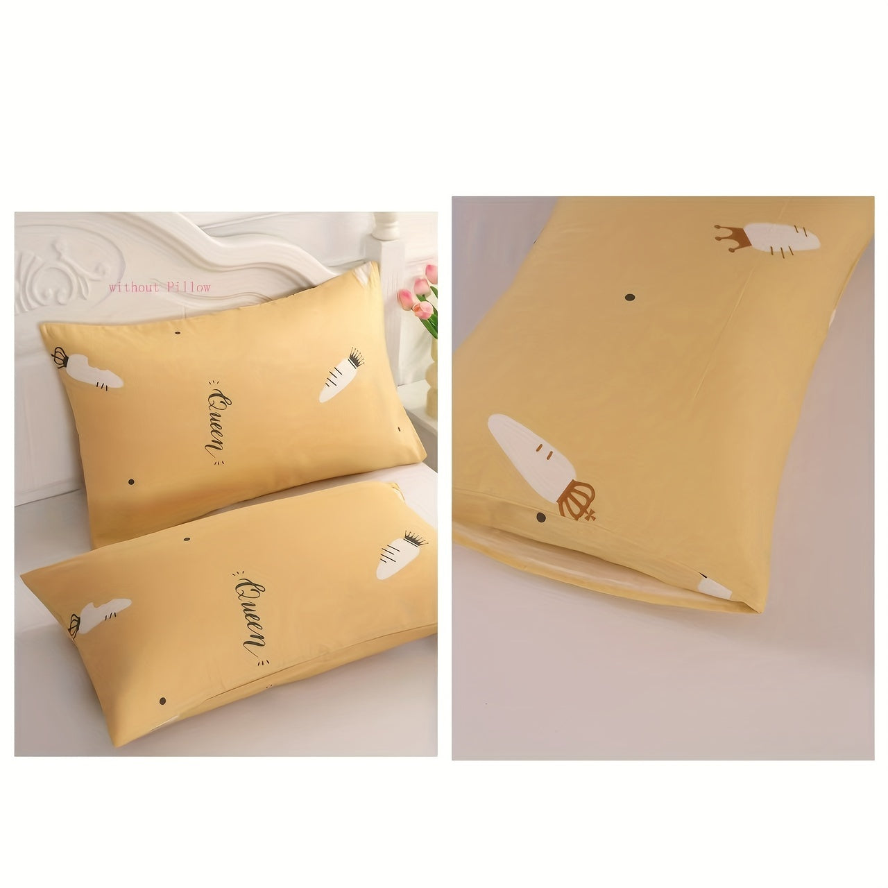 Set of 2 Cotton Pillowcases with Cartoon and Nature Designs, Breathable, Easy to Clean