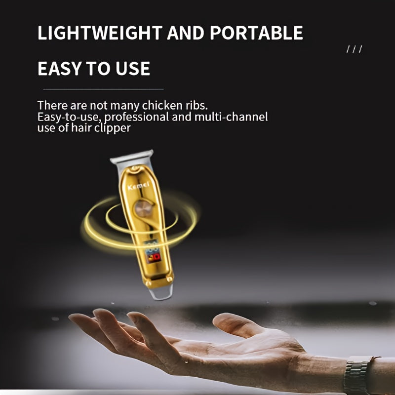 Electric Hair Trimmer with LED Display USB Rechargeable Cordless Clipper for Men Adjustable Blades