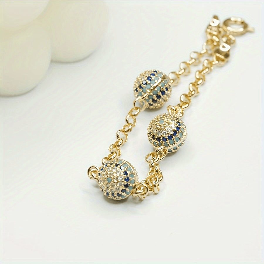 Women’s Evil Eye Jewelry Vintage Tribal Charm Bracelet Gold Plated Synthetic Zirconia Adjustable Copper Chain Gift