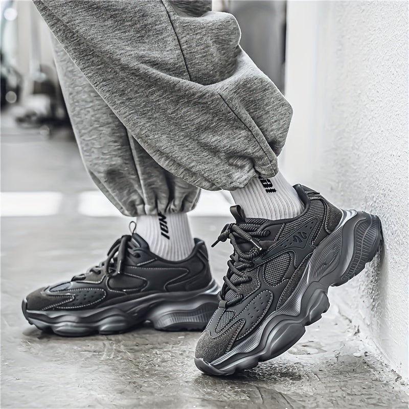 Men's Sneakers Breathable Mesh Casual Sports Mid-Top Lace-Up Anti-Slip Sole