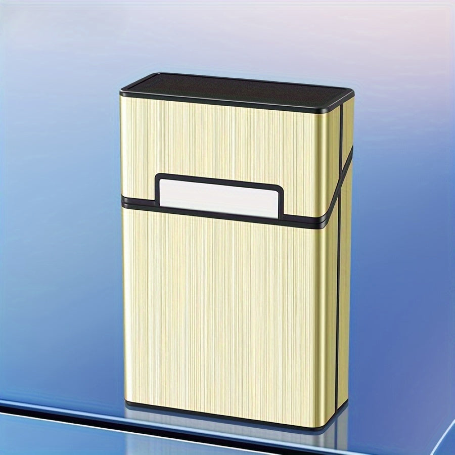 Hombre y mujer metal cepillado estuche para cigarrillos con imán y apertura giratoria para 20 cigarrillos