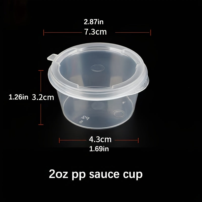 15 ta qopqog'li, 2 oz, BPA-siz, bir martalik plastmassa stakanlar to'plami, souslar, salatlar va bayramlar uchun