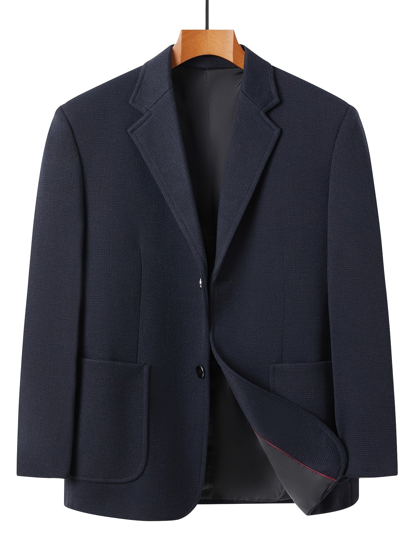Blazer de cuadros para hombre, ajuste regular, de un solo botón, con cuello de solapa, poliéster y viscosa, para otoño e invierno
