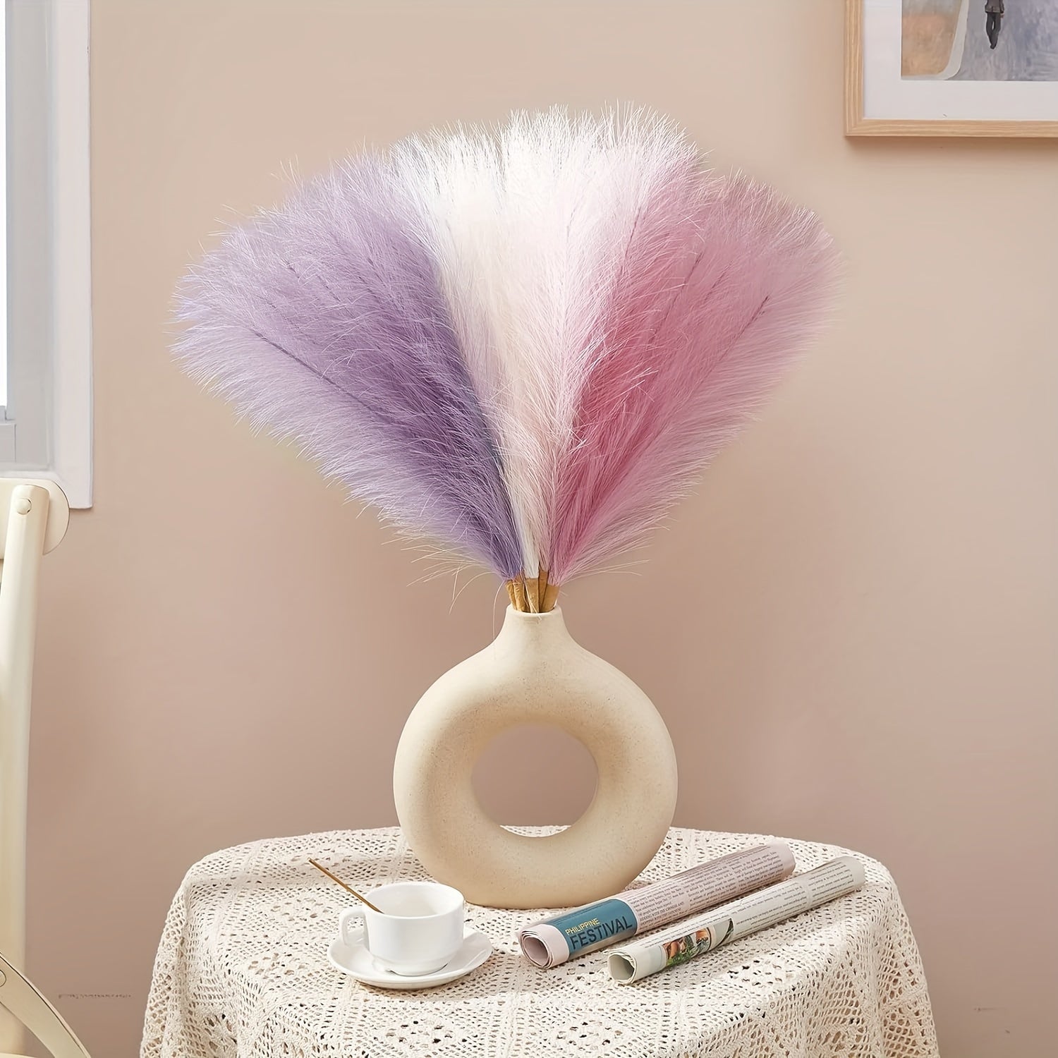 18 искусственных растений пампасной травы в вазе высотой 21,6 дюйма, идеально подходящих для осеннего декора или мероприятий.