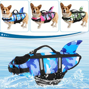 Lightweight Adjustable Dog Life Vest with Rescue Handle and Shark Design for Surfing and Beach Activities