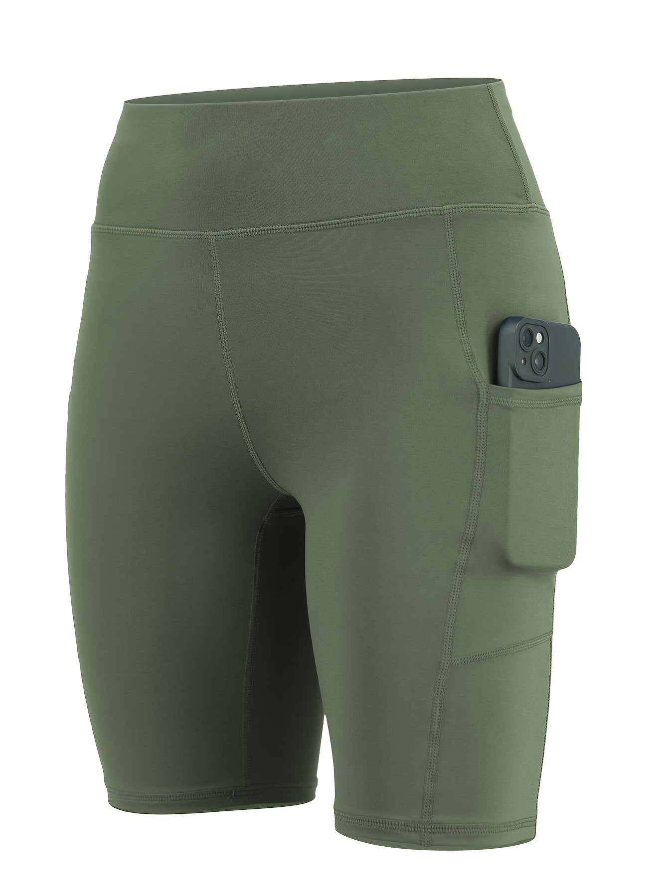 Women's High-Waisted Stretchy Fitness Shorts with Pockets Plus Size Workout Yoga Running