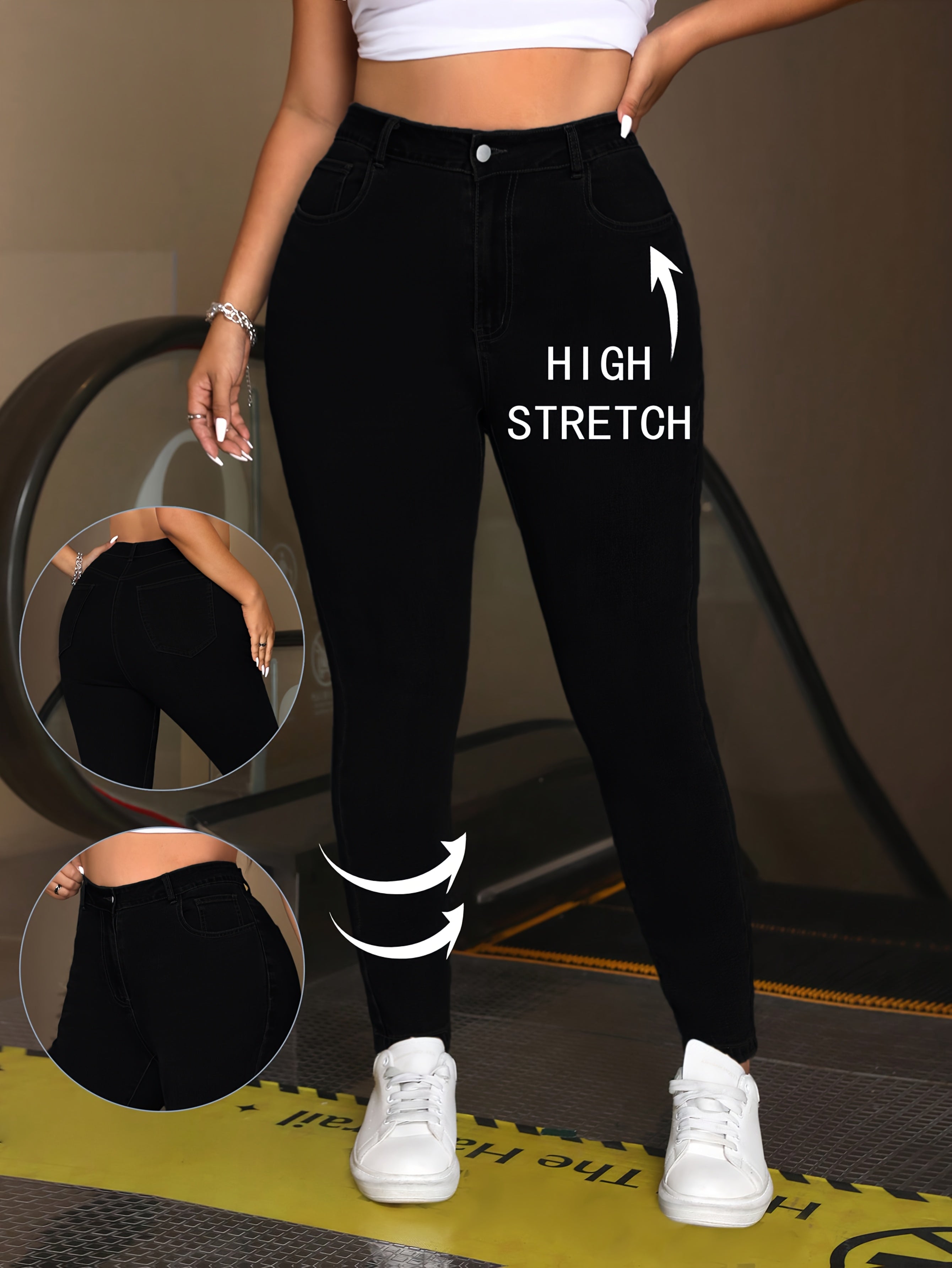 Plus Size High-Waist Skinny Jeans Super Stretchy Slim Fit Denim