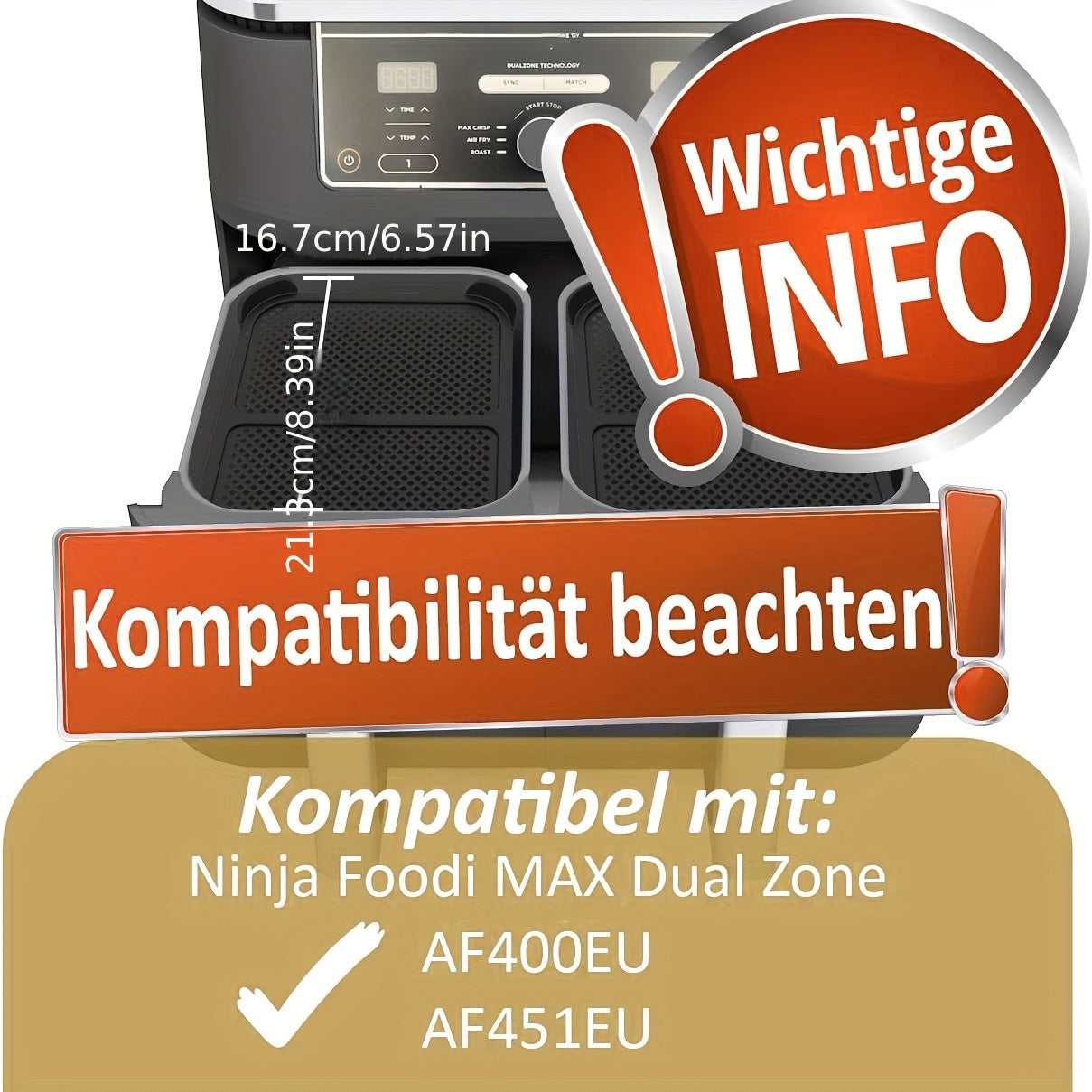 Silicone Air Fryer Splash Guard 1pc Compatible with AF400 AF451 DZ401 Kitchen Accessory