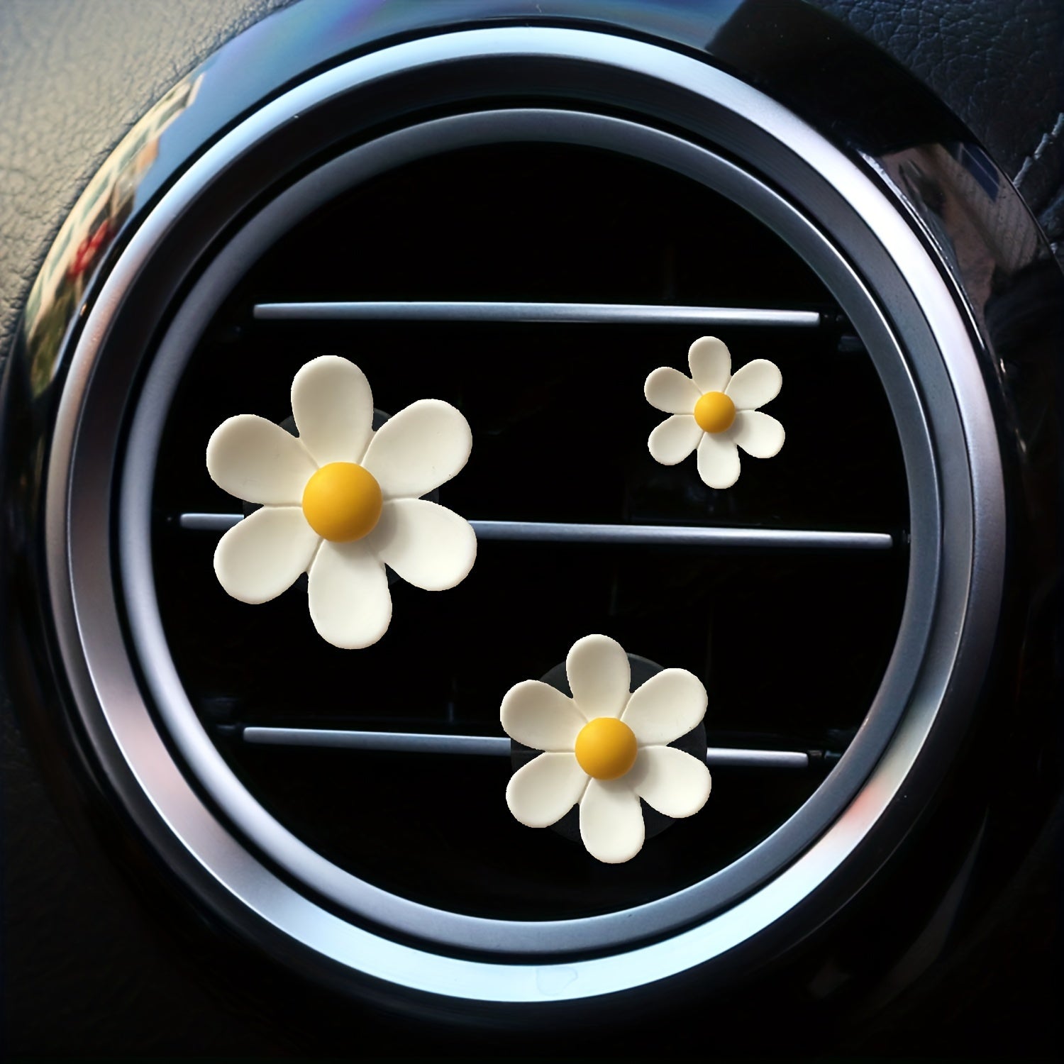 3Pcs Pink Flower Car Air Conditioner Decor Aromatherapy Clip