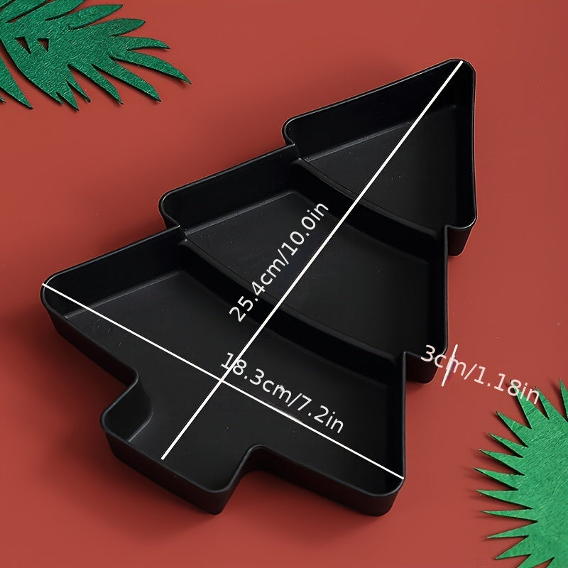 Пластиковая сервировочная подставка в виде рождественской елки с отделениями для закусок и фруктов