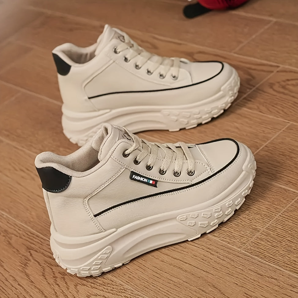 Zapatillas altas para mujer con plataforma ligera, con cordones, para todas las estaciones