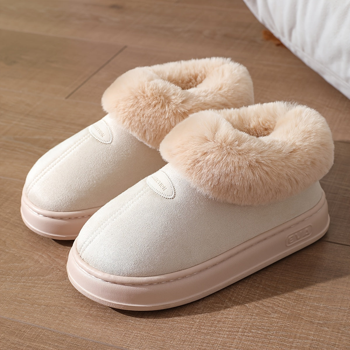 Women's Snow Boots Faux Fur Thick Sole Non-Slip Indoor Outdoor Slippers
