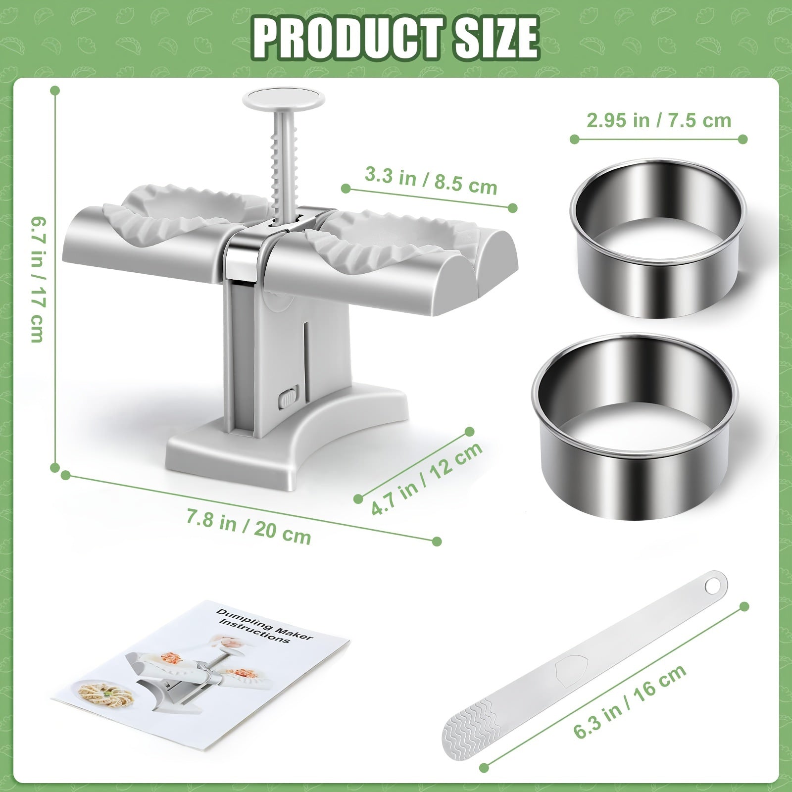 Avtomatik ikki boshli pelmeni tayyorlash uchun to'plam, makaron kesgichlar va qolip bilan