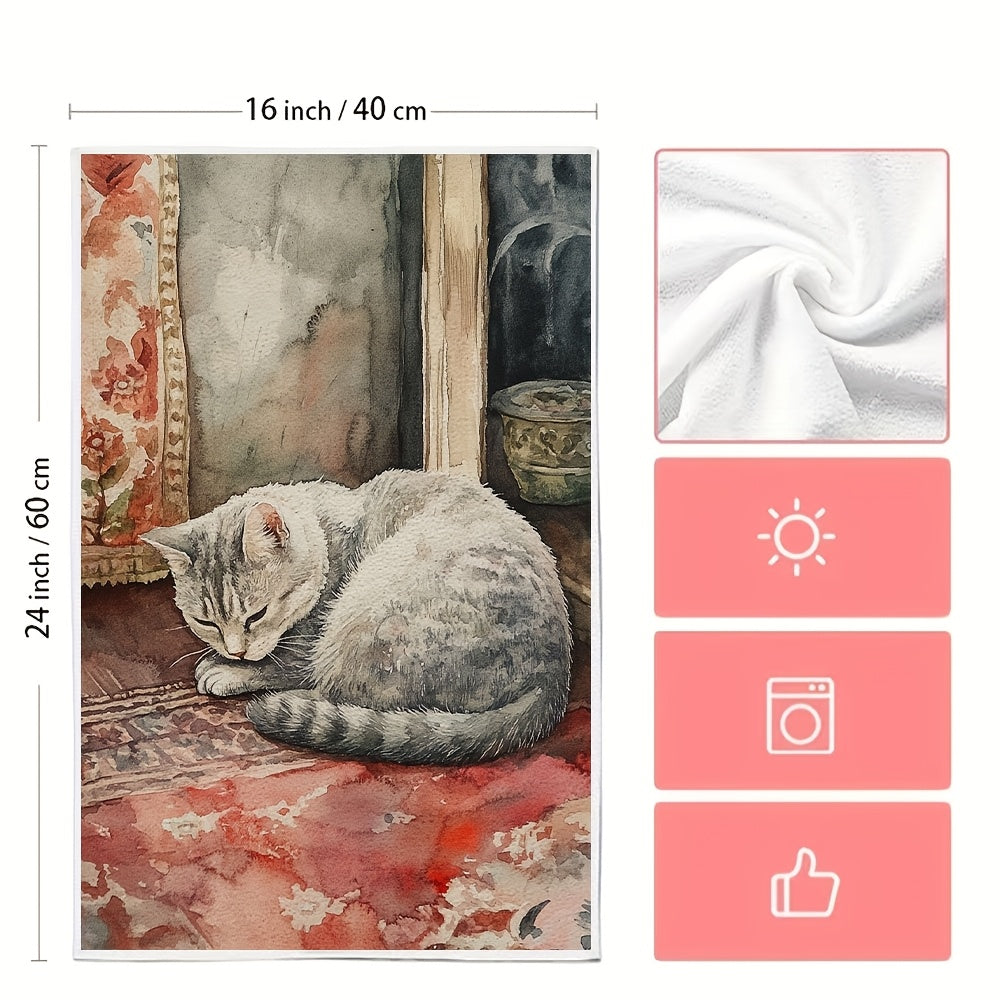 Set of 2 Coastal Style Kitchen Towels Ultra Soft Absorbent 40x60 cm