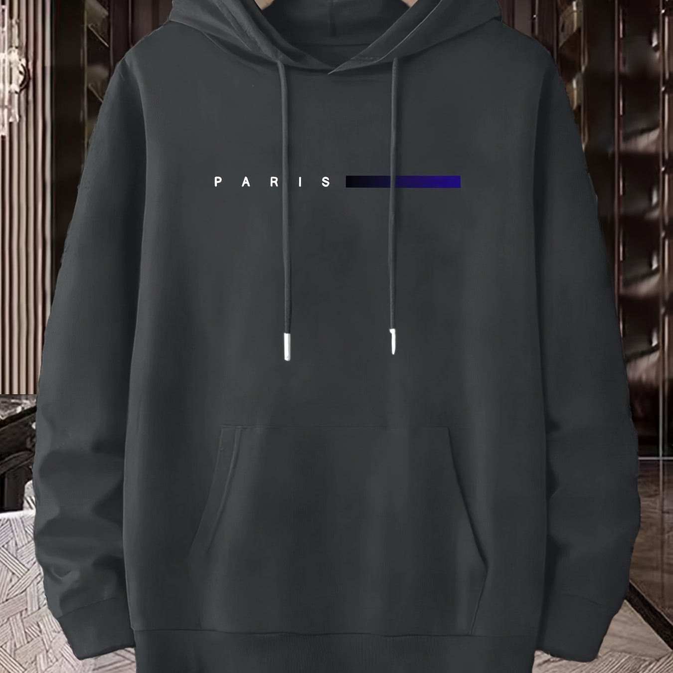 Men's Geometric-Patterned Polyester Sports Costume Hooded Long Sleeve with Applique