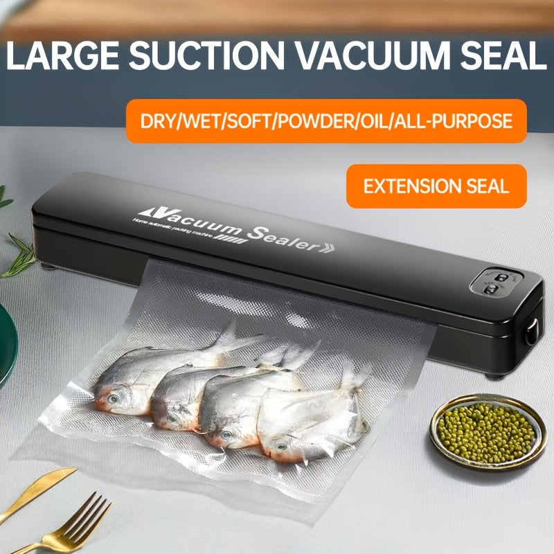 Автоматическая вакуумная упаковочная машина для сохранения продуктов 50 пакетов Компактная черная