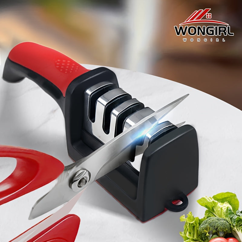 Professional 4-Stage Kitchen Knife Sharpener with Tungsten Diamond Ceramic Stones