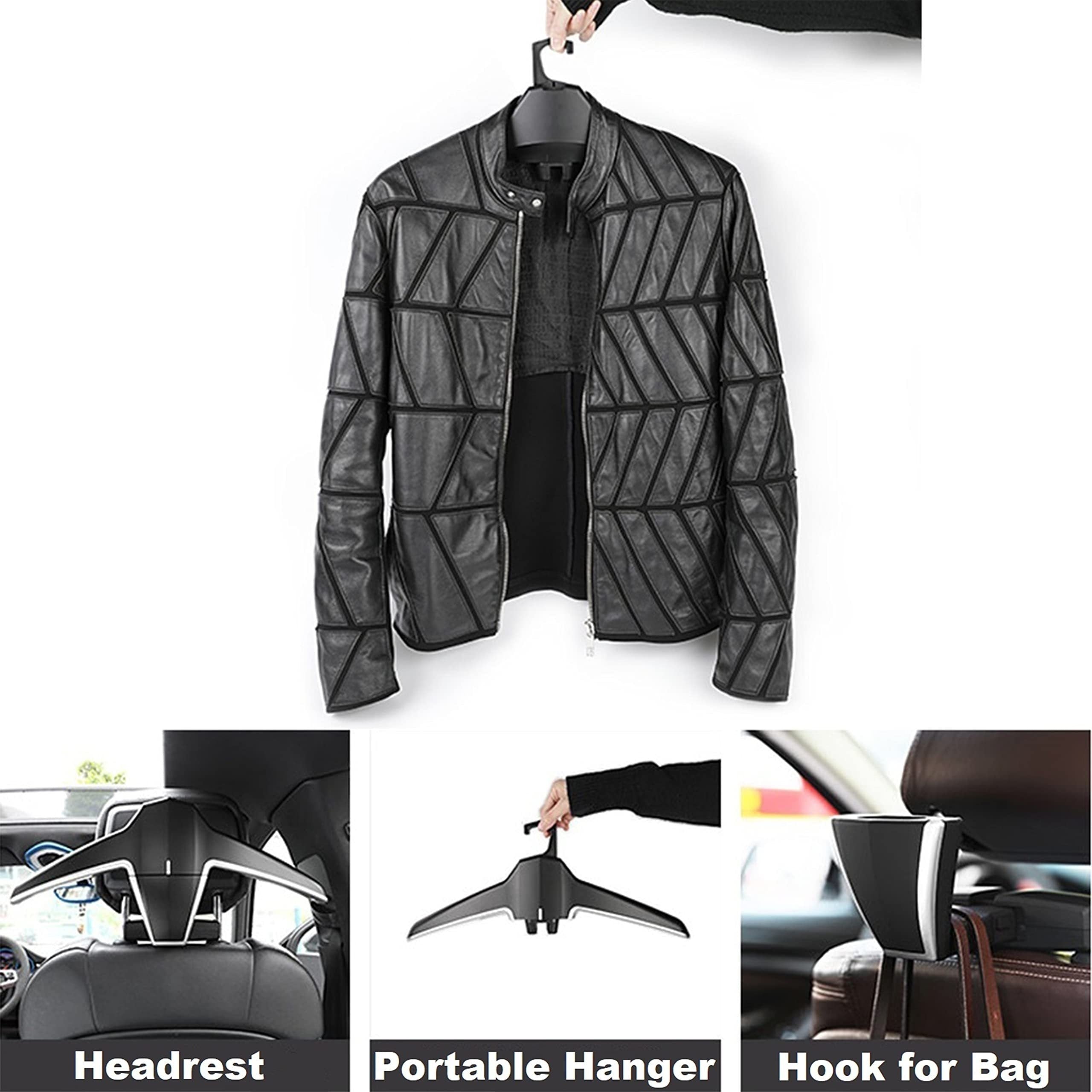 Premium Car Headrest Hanger Black Gray Space-Saving Multi-Functional Storage Easy to Install