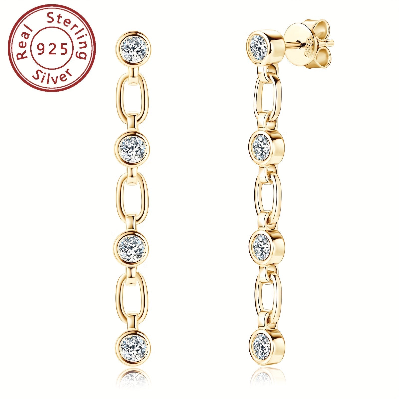 Sterling Silver Drape Earrings with 3mm Moissanite Stones for Women
