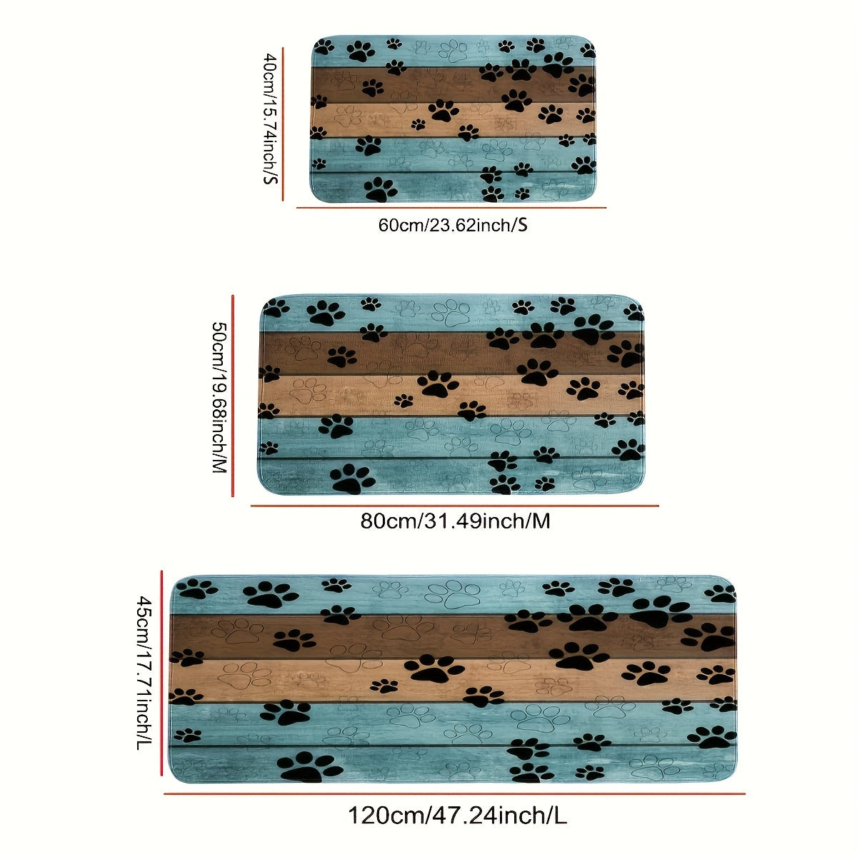 Dog Paw Print Entryway Mat Fast-Absorbing Quick-Dry Bath Rug Machine Washable Indoor Rug