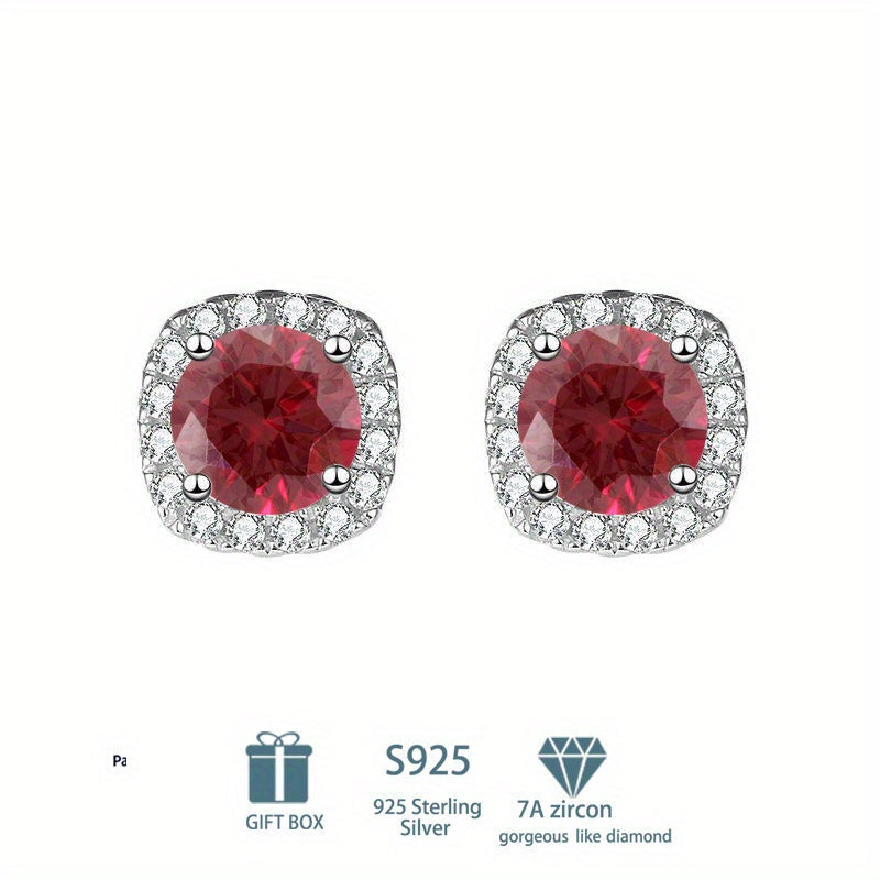 Pendientes de plata de ley estilo bohemio con moissanita en forma de cuadrado para mujer