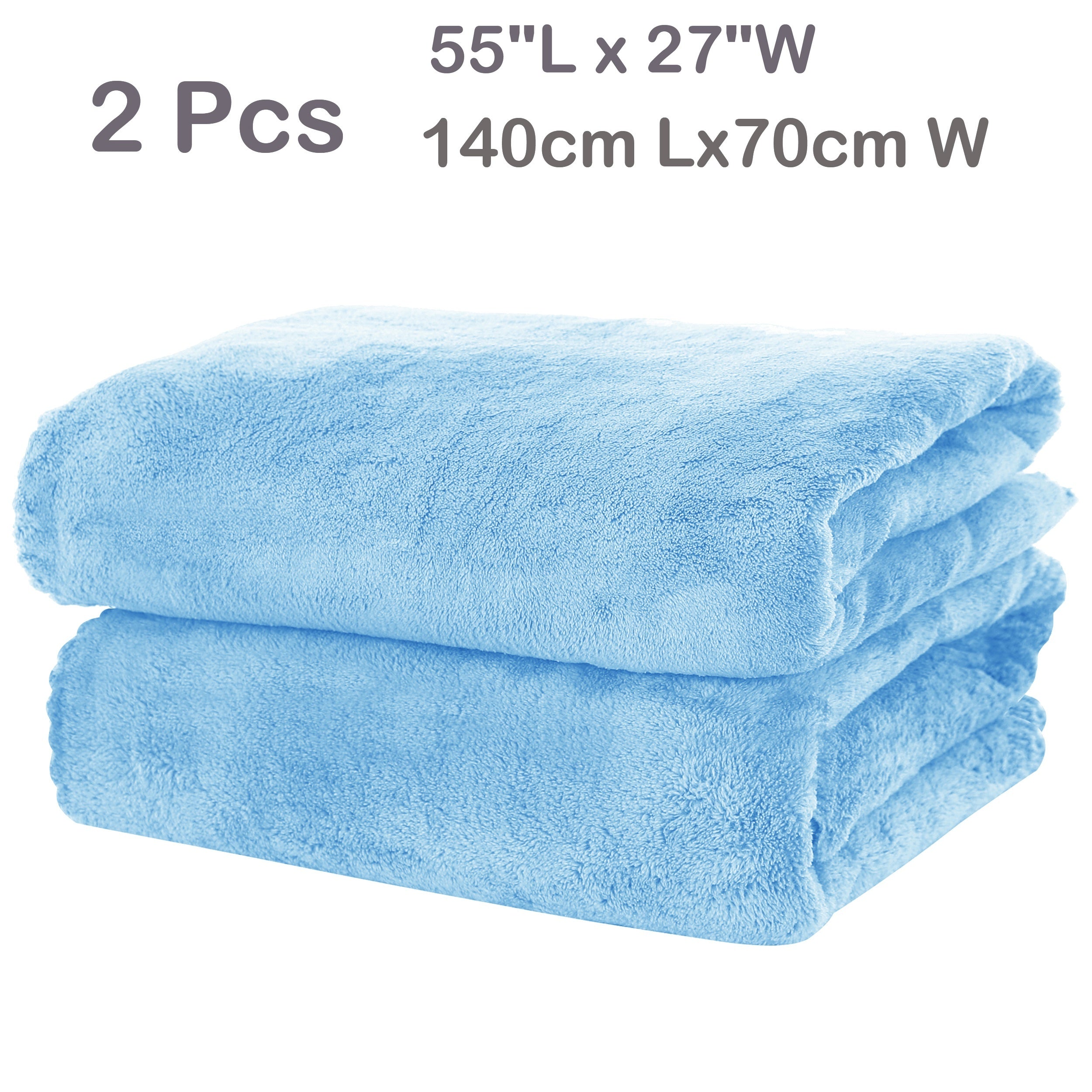 2-Piece Polyester Coral Velvet Bath Towel Set Highly Absorbent Soft for Bathroom Fitness Travel
