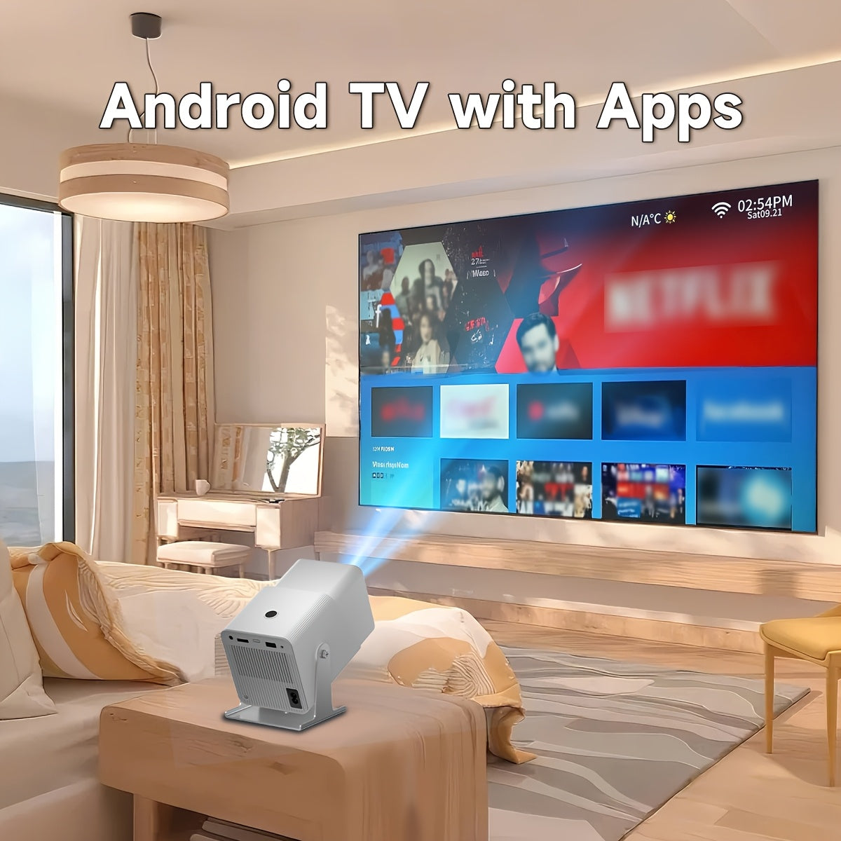 Мини-проектор 4K видео с WiFi 5G, Android OS, яркость 260 ANSI