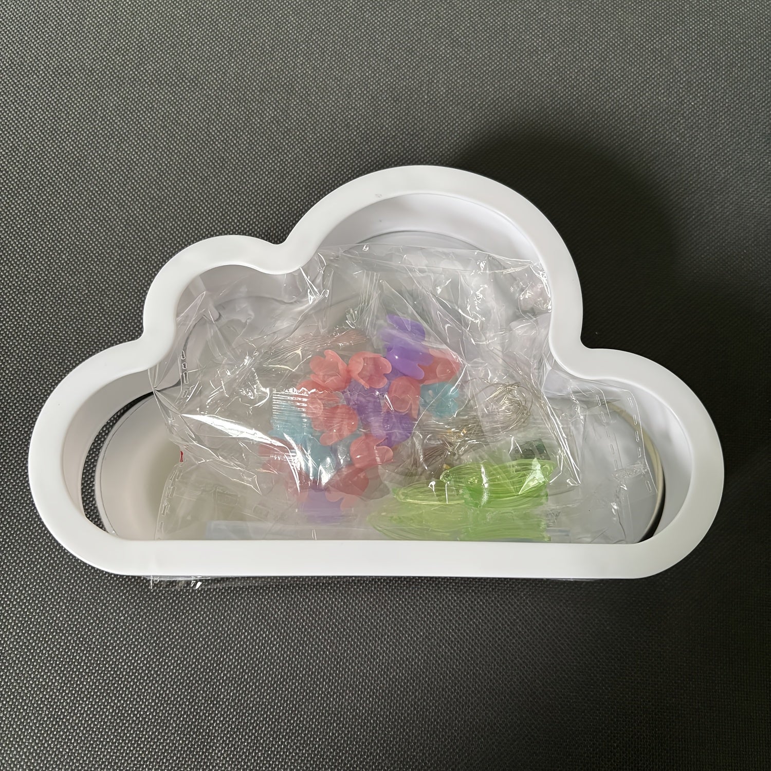 Cloud-Shaped Tulip Night Light with Mirror Back Battery-Powered Adjustable Brightness Modern Bedside Decor