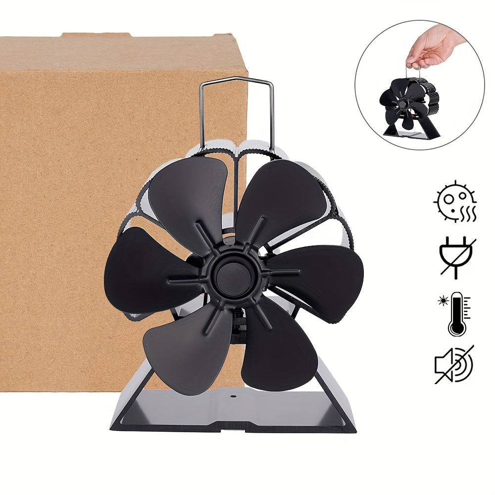 6-Blade Heat Powered Fireplace Fan for Mini Stove and Wood Burner