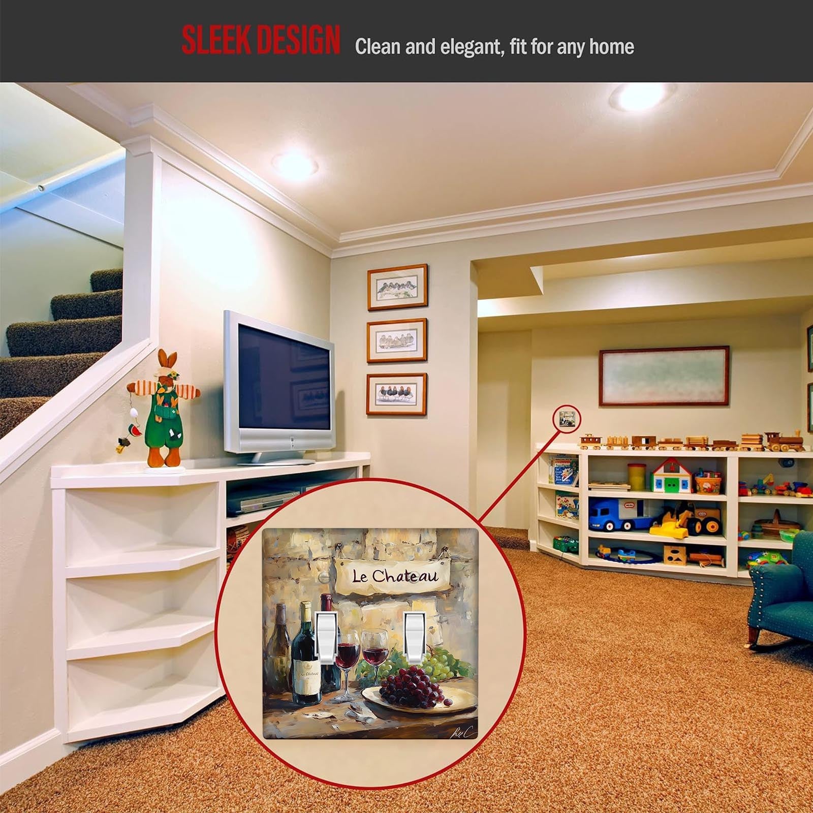 Placa decorativa de pared con diseño de vino y uvas para cocina, baño, dormitorio, sala de estar