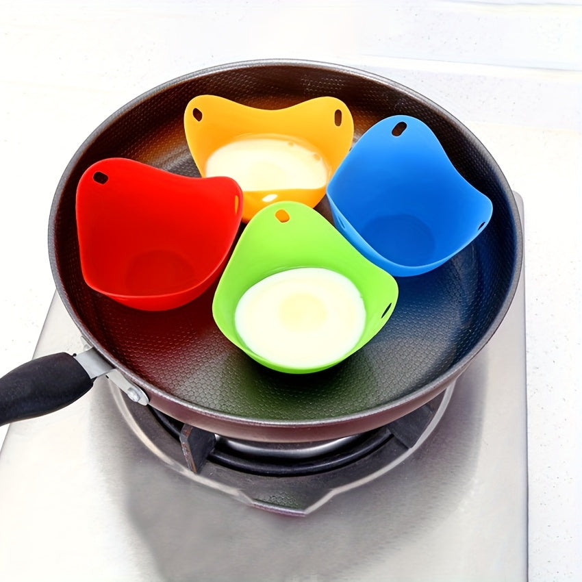 Mikroto'lqinli pech, havo fritöz, plita uchun 1 yoki 4 ta rangli yopishmaydigan silikon tuxum pishiruvchilar to'plami